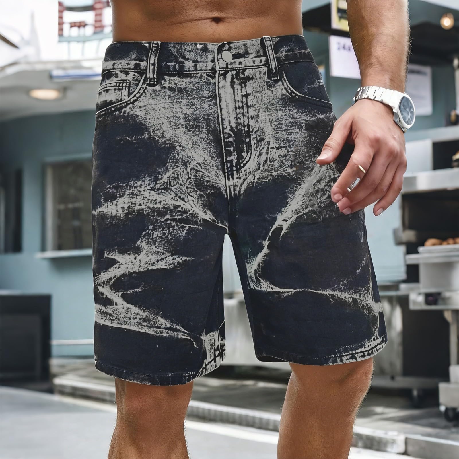 Genérico Pantalon Corto Hombre Deporte Tejido de Sarga Resistente al Desgaste Ajuste Holgado y cómodo Ideal para Uso Diario y Actividades al Aire Libre