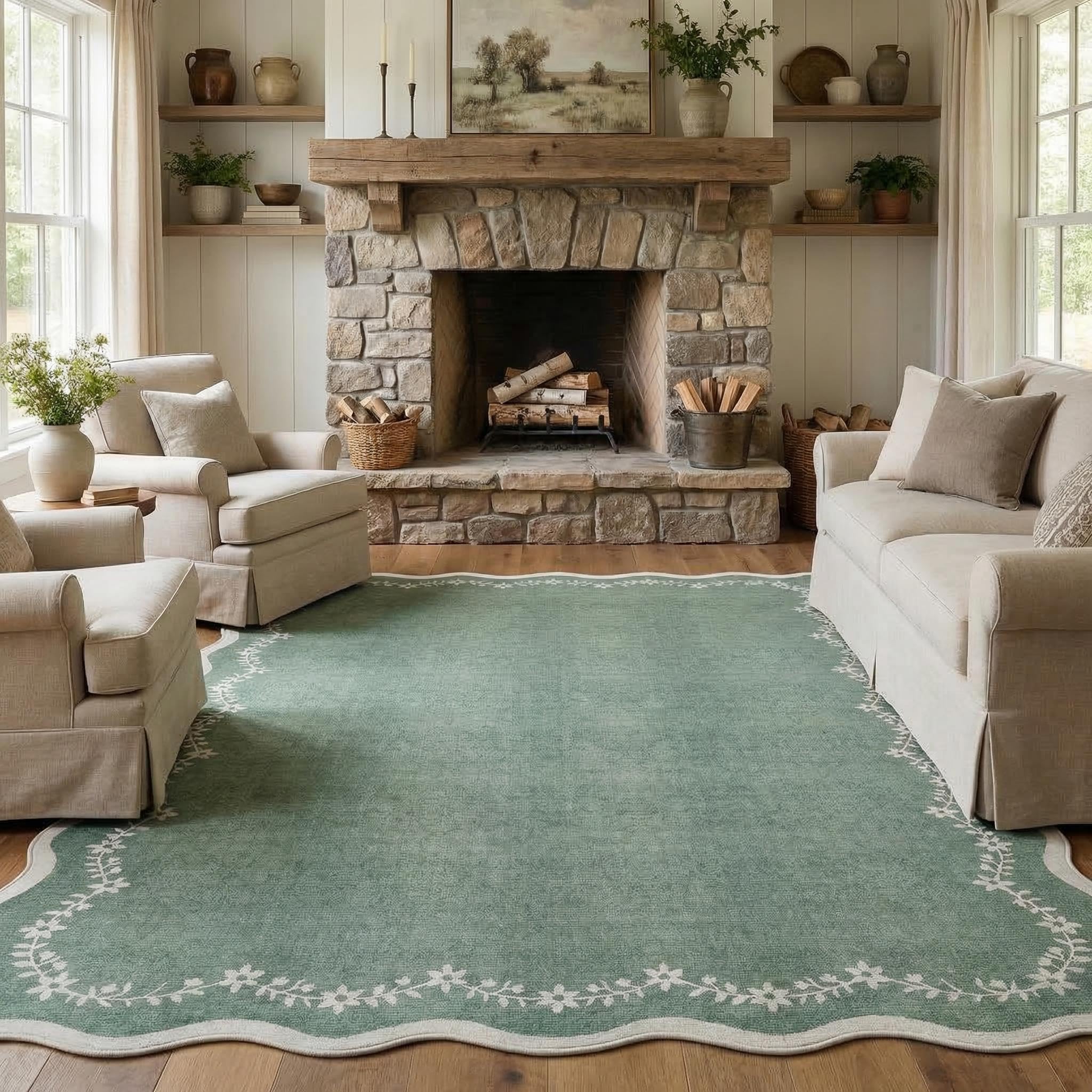 Amazon.com: GarveeHome Scalloped Area Rugs 8x10 for Living Room 