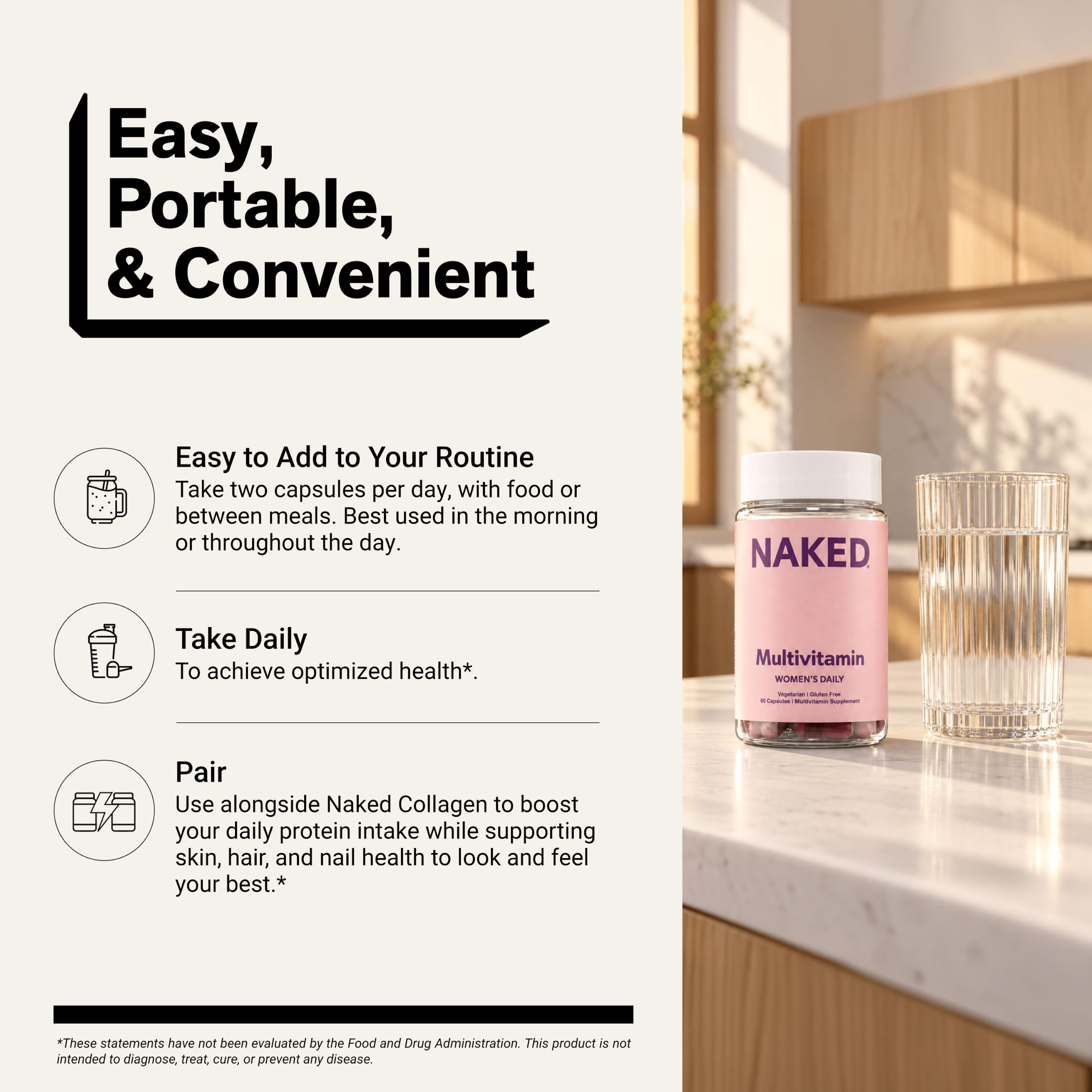 NAKED Nutrition Women's Multi - Daily Multivitamin - Vitamins A, C, E, Selenium, Zinc, Fruit and Super Green Extracts, to Boost Immune Support - Gluten-Free and Vegetarian Vitamins, 60 Capsules — Amazon image 6