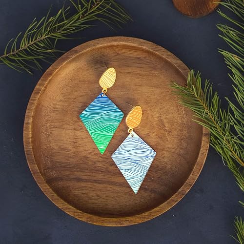 Miniatura 4 de OLYCRAFT Plantilla de arcilla de olas de mar de 4 x 5 pulgadas, pantalla de seda de línea ondulada para arcilla polimérica, plantillas de pantalla