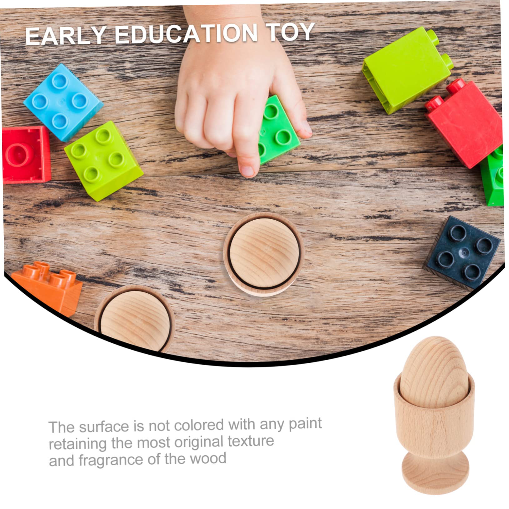STOBOK Wooden Egg Cup Ball Toy Set for Kids Early Education Hand-Eye Coordination Preschool Training Montessori Sensory Development - Image 3