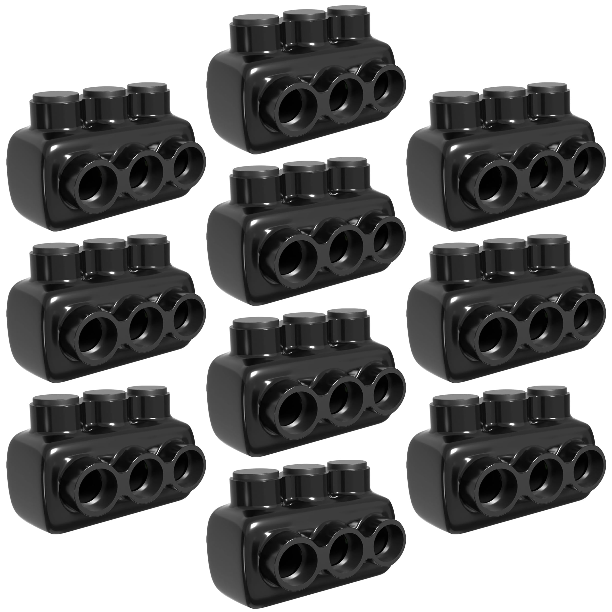 OHLECTRIC Paquete de 10 conectores de cable aislados de 3 puertos de entrada de un solo lado para terminales de rango de cable 3/0-6 con tornillo hexagonal 7/32, prellenado con inhibidor de óxido