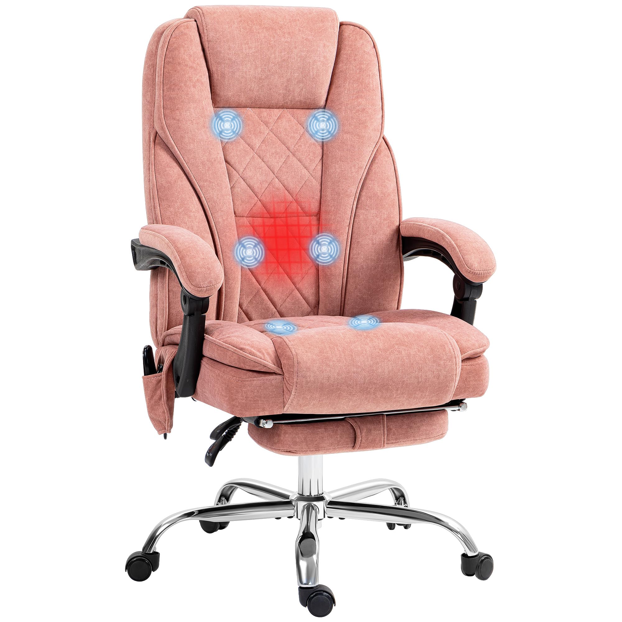 Vinsetto Fauteuil de Bureau Massant et Chauffant Ergonomique Rose