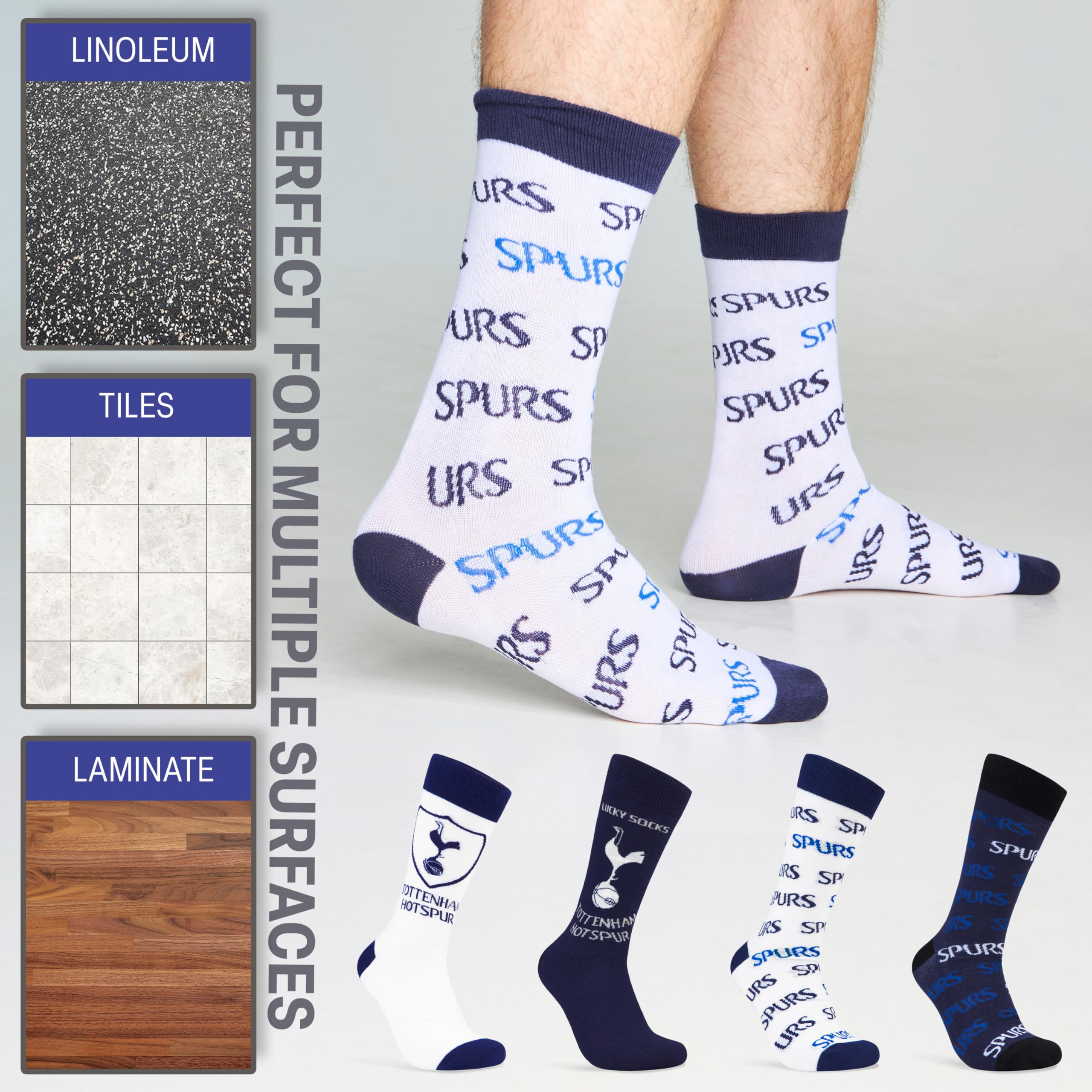 Tottenham Hotspur F.C. Lot de 4 paires de chaussettes respirantes pour homme, multicolore, 7-11