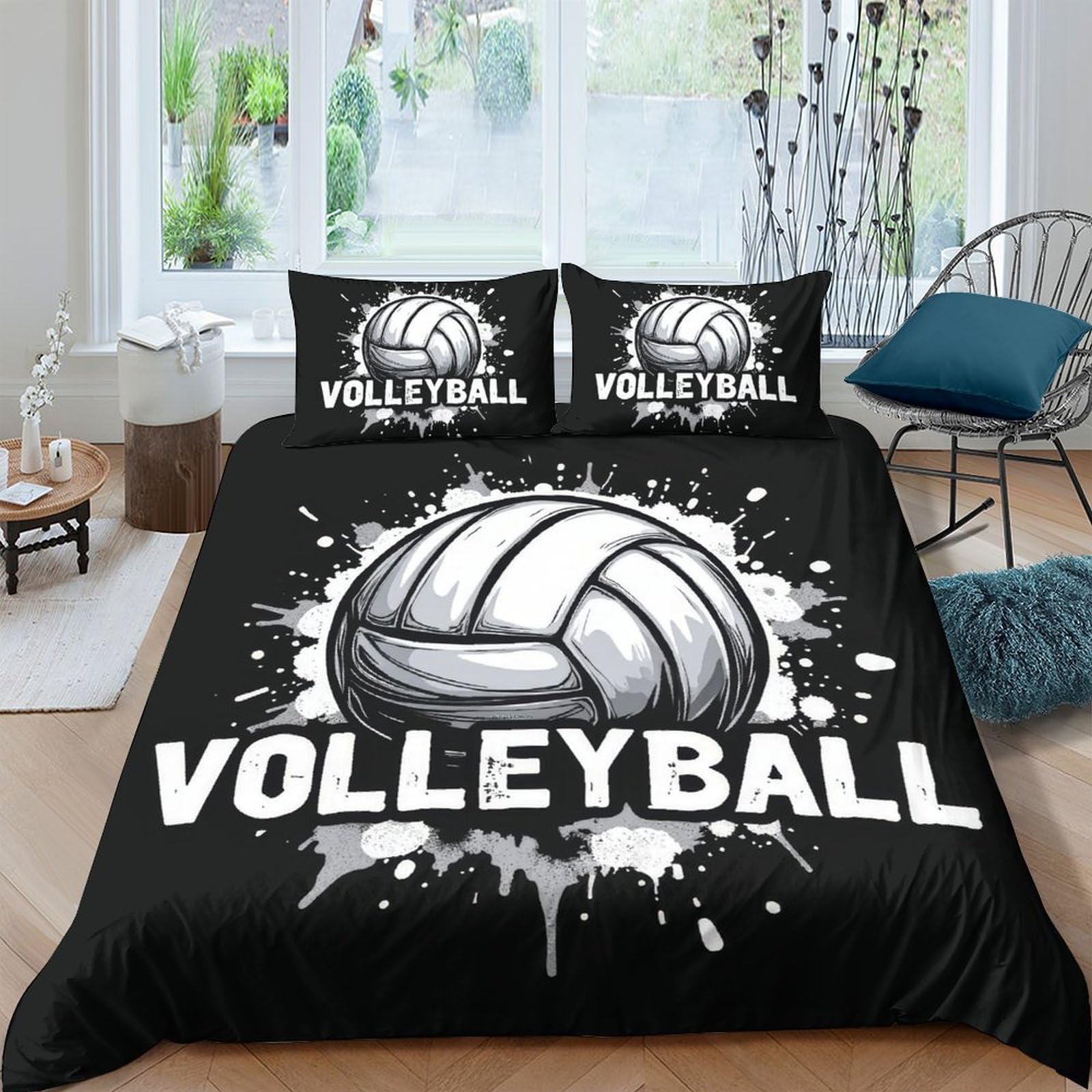Ctjqhvkz Style-5 3D Printed Volleyball Splash Fitted Sheet Microfiber Soft Durable Sports Bed Cover For Bedroom Decor Protection Single（135X200cm）