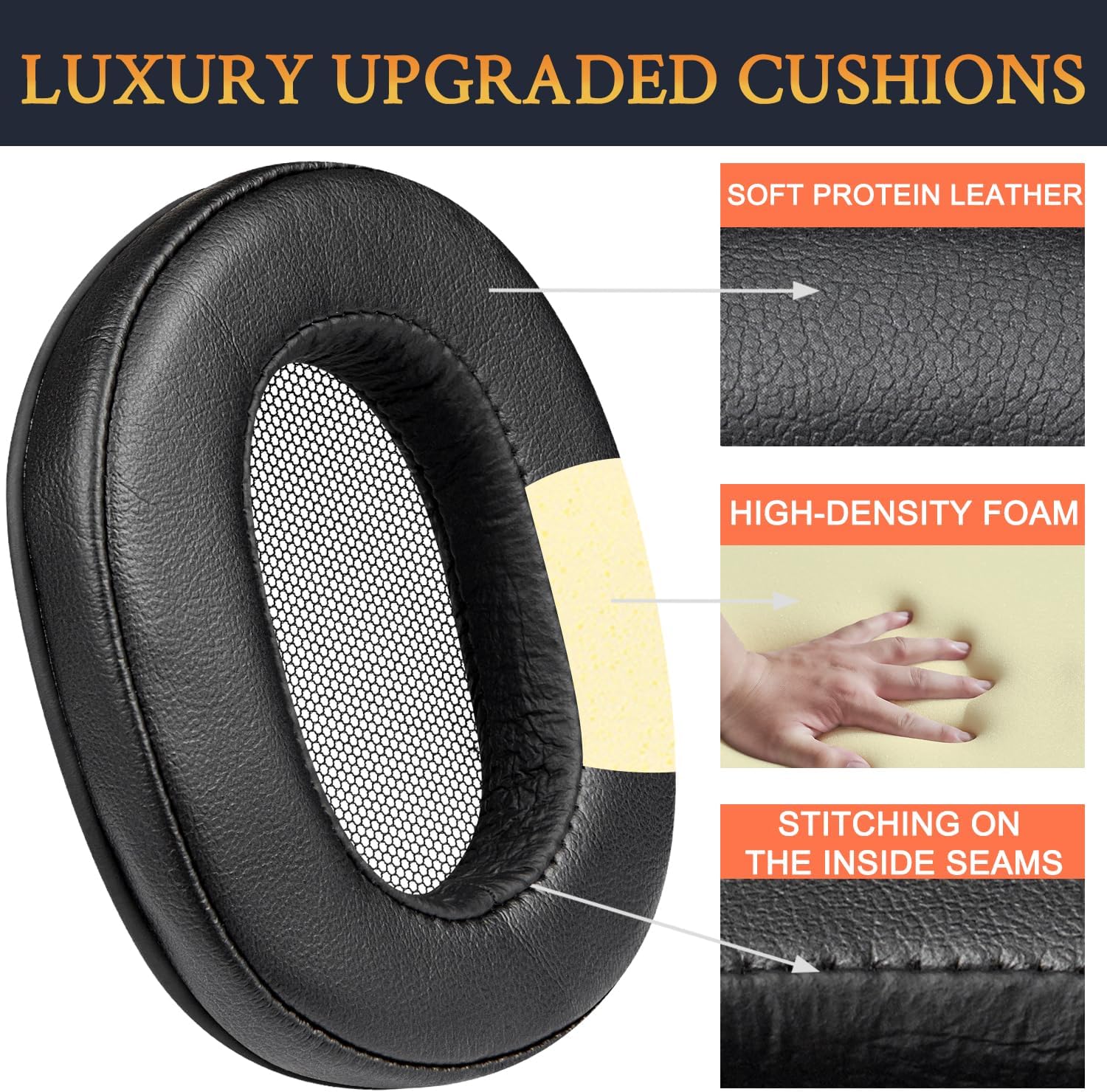 SOULWIT Replacement Earpads for Sony MDR-M1ST/MDRM1ST (Do Not Fit MDR-M1) Wired High Resolution Monitor Headphones, Ear Pads Cushions with Softer Protein Leather - Black