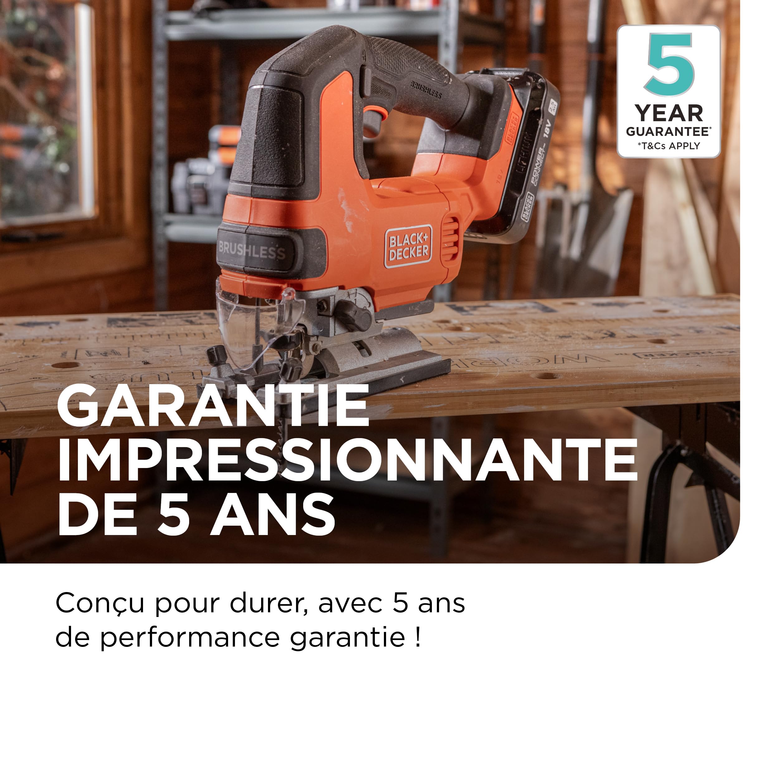 BLACK+DECKER Scie sauteuse sans fil Brushless, outil seul 18V, avec 6 lames, batterie non incluse, BLCJS78NZ-XJ