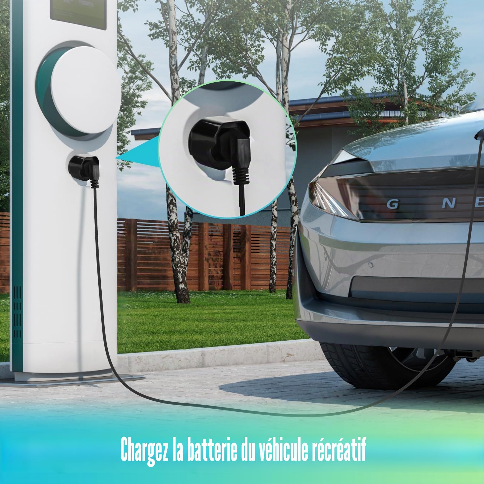 Azyvum Adaptateur de type 2 vers Schuko pour borne de recharge, station de décharge de type 2, 220 V, 16 A, 3,5 kW, adaptateur de prise Schuko pour scooters, fauteuils roulants électriques, vélos