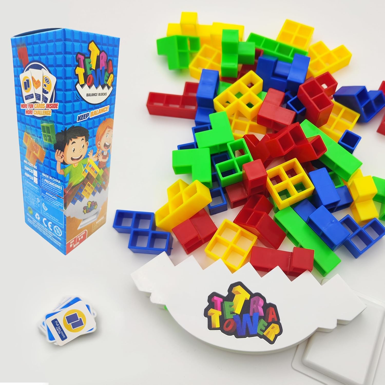 Amazon.com: Kizzyland Tetra Tower Balance Stacking Blocks Game, 48PCS ...