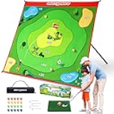 Golf Chipping Game Set : Portable 6-Angle Adjustable Practice Mat Set with 20 Sticky Balls for Indoor Outdoor Training & Family Fun (Golf Club Not Included)