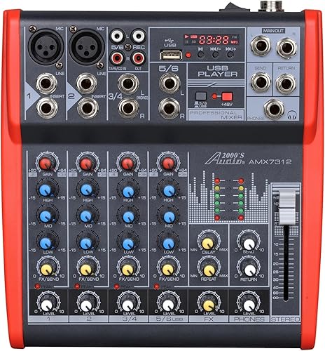 Miniatura 1 de Audio2000'S AMX7303- Mezclador de audio profesional de cuatro canales con procesador USB y DSP