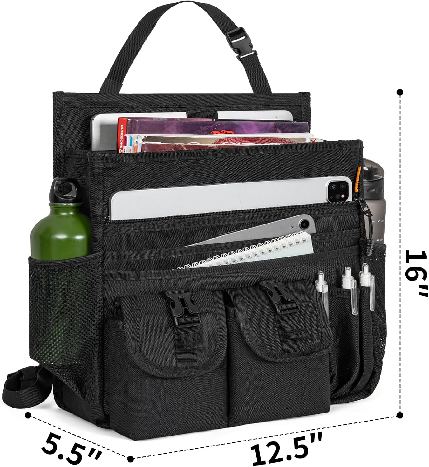 Car Front Seat Organizer Backseat Organizer with Dedicated Tablet Laptop Storage Adjustable Shoulder Strap Cup Holder Truck Seat Storage Universal Fits for Most of Car