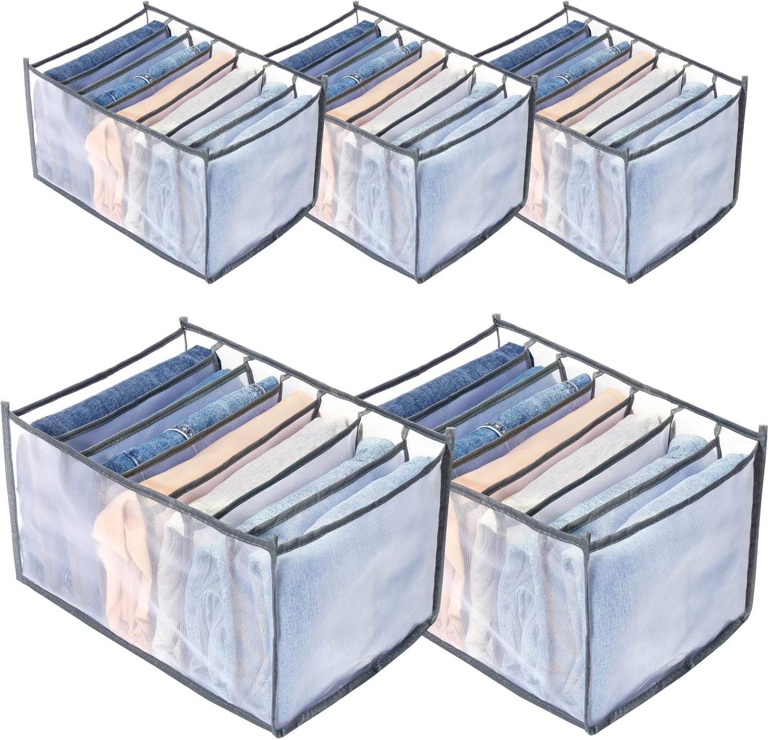 TIGARI Wardrobe Clothes Organizer, Closet Organizer Foldable Drawer Organizer for Clothing, Drawer Dividers for Clothes, Closet Storage for Trousers, Shirts, Jeans, T-Shirt, Bra, Underwear, Socks