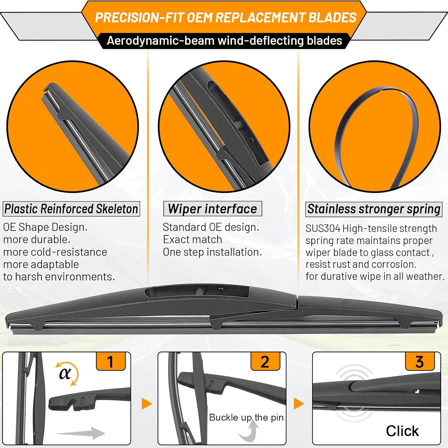 AUTOBOO 24"+19" Windshield Wipers Blades Replacement for Honda CRV CR-V 2023 2024 2025 with 10 Inch Rear Wiper Blade -Original Factory Quality (Pack of 3)