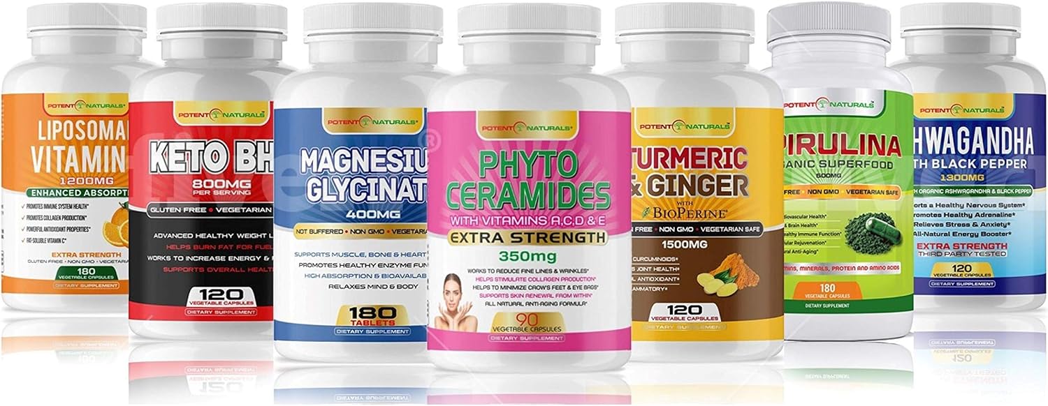 POTENT NATURALS Liposomal Vitamin C 1200mg -180 Capsules - High Absorption Ascorbic Acid - Supports Immune System & Collagen Booster, Powerful Antioxidant