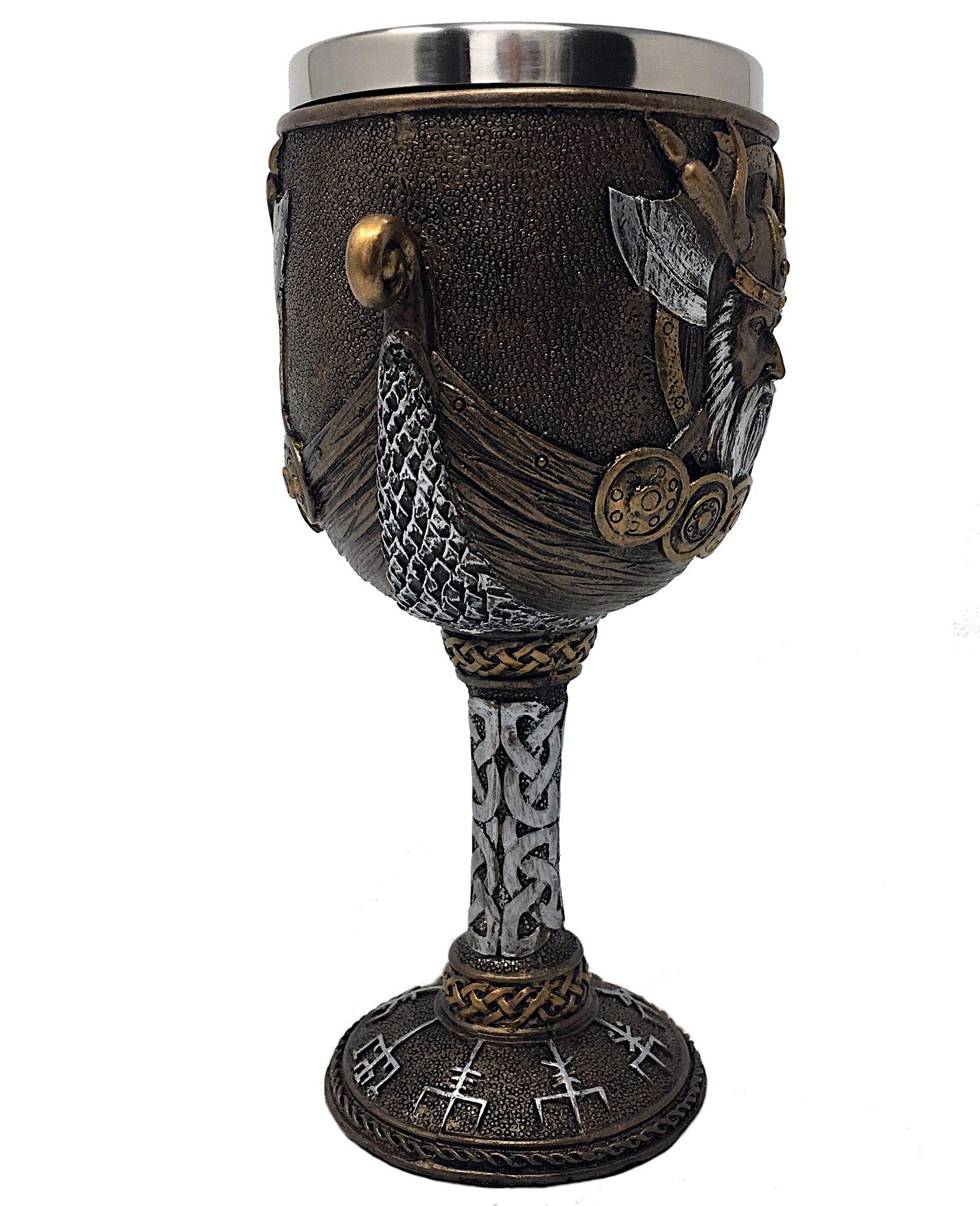 Calice Vichingo In Poliresina E Acciaio - Design Nordico Per Bevande Fredde, Capacità 160ml - Foto 6