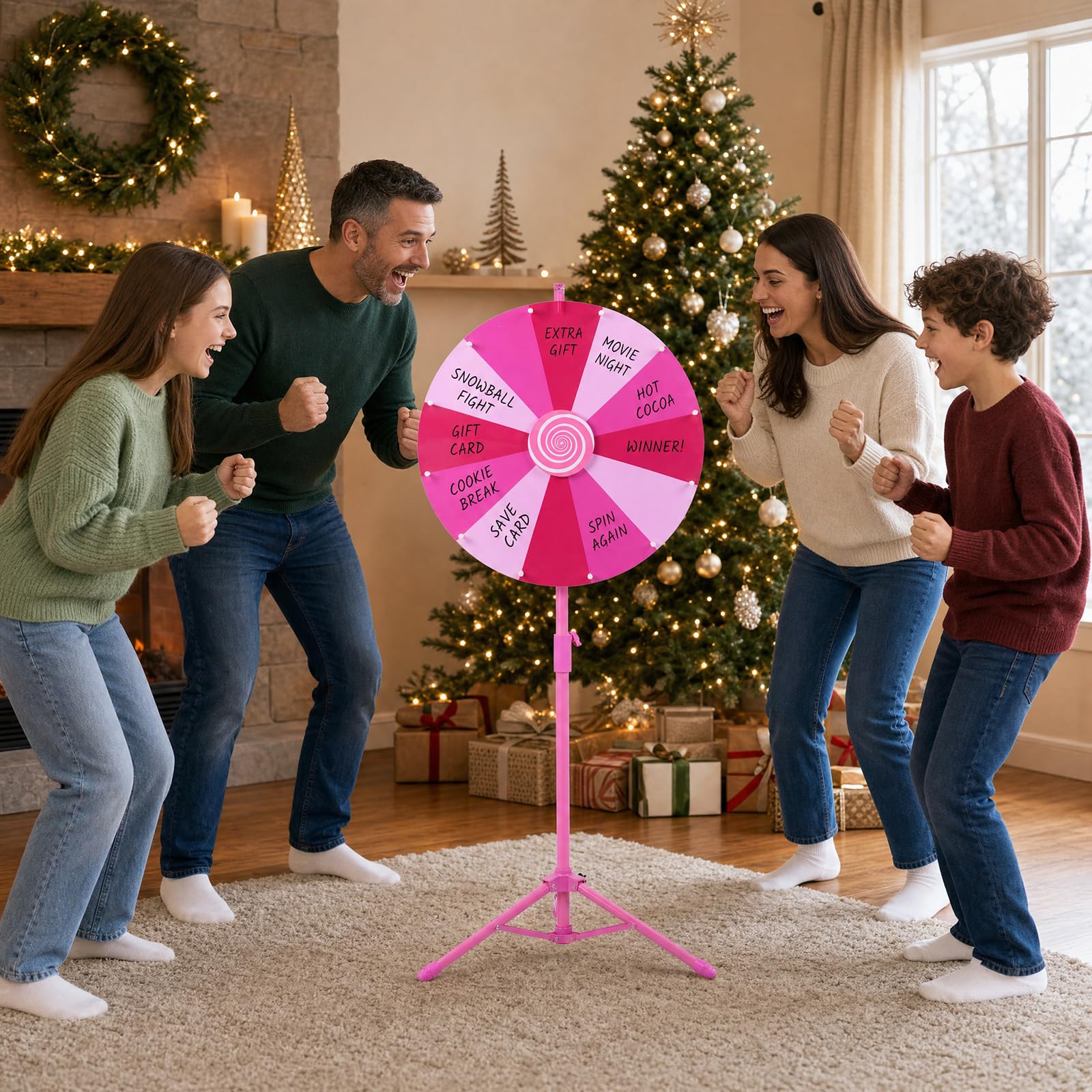 HOMASIS Glücksrad 60cm mit klappbarem Ständer & 12 Fächern