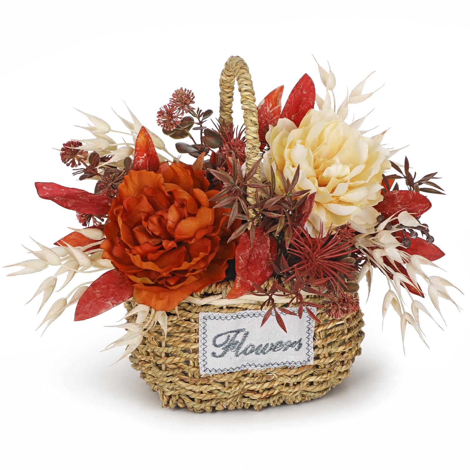 Oairse Fall Floral Peonies in Basket