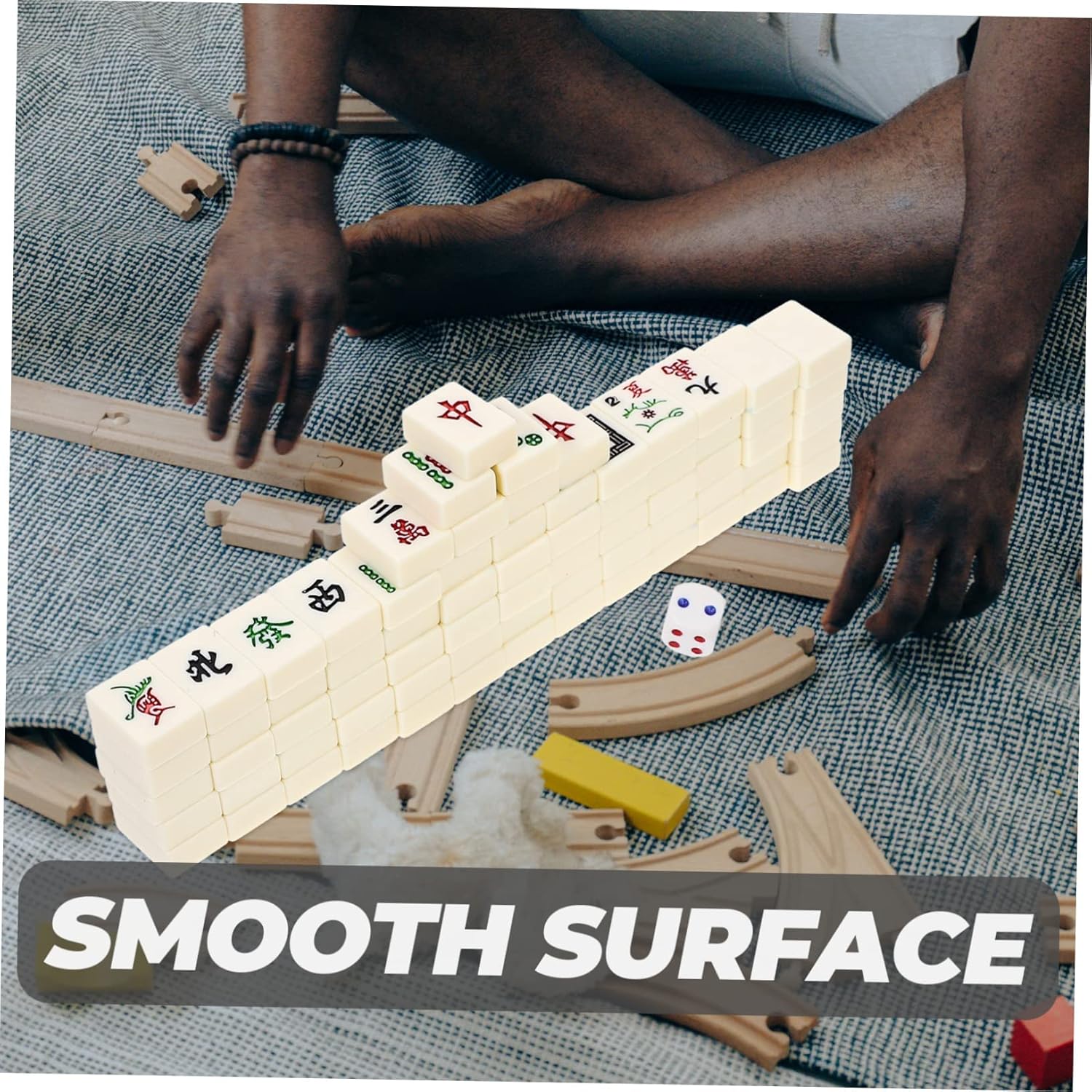 Hemoton Chinese Mahjong Game Set Travel Mini Mahjong for Families Friends Parties