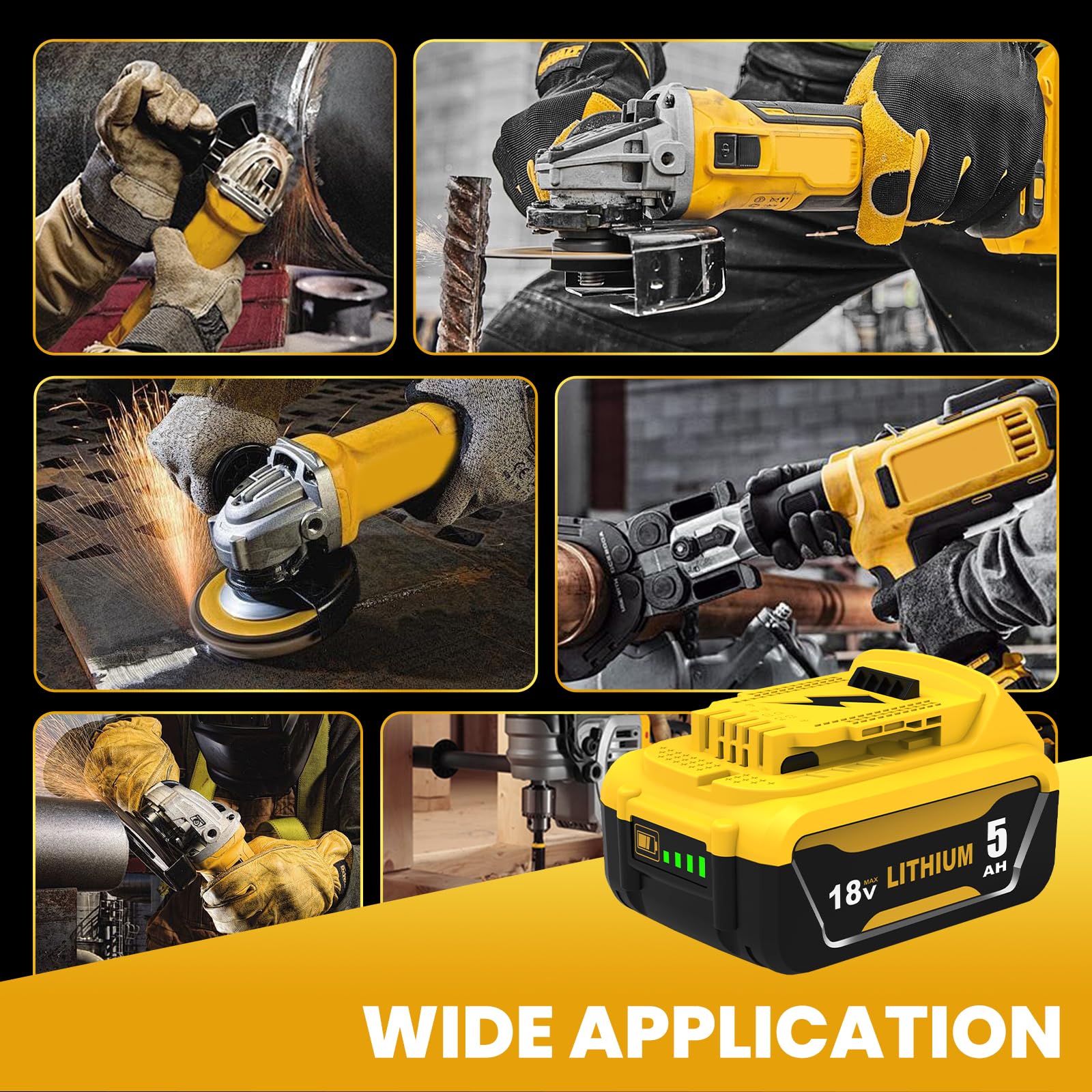 Dewalt 18V 5000mAh Reemplazo Batería Compatible con DCB184 DCB180 DCB181 DCB182 DCB200 DCB201 DCB204