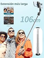 Vista 6 de Palo Selfie, Trípode para Teléfono Extensible de 41 Pulgadas con Soporte para Teléfono y Control Remoto Desmontable, Trípode para Selfie de 360°