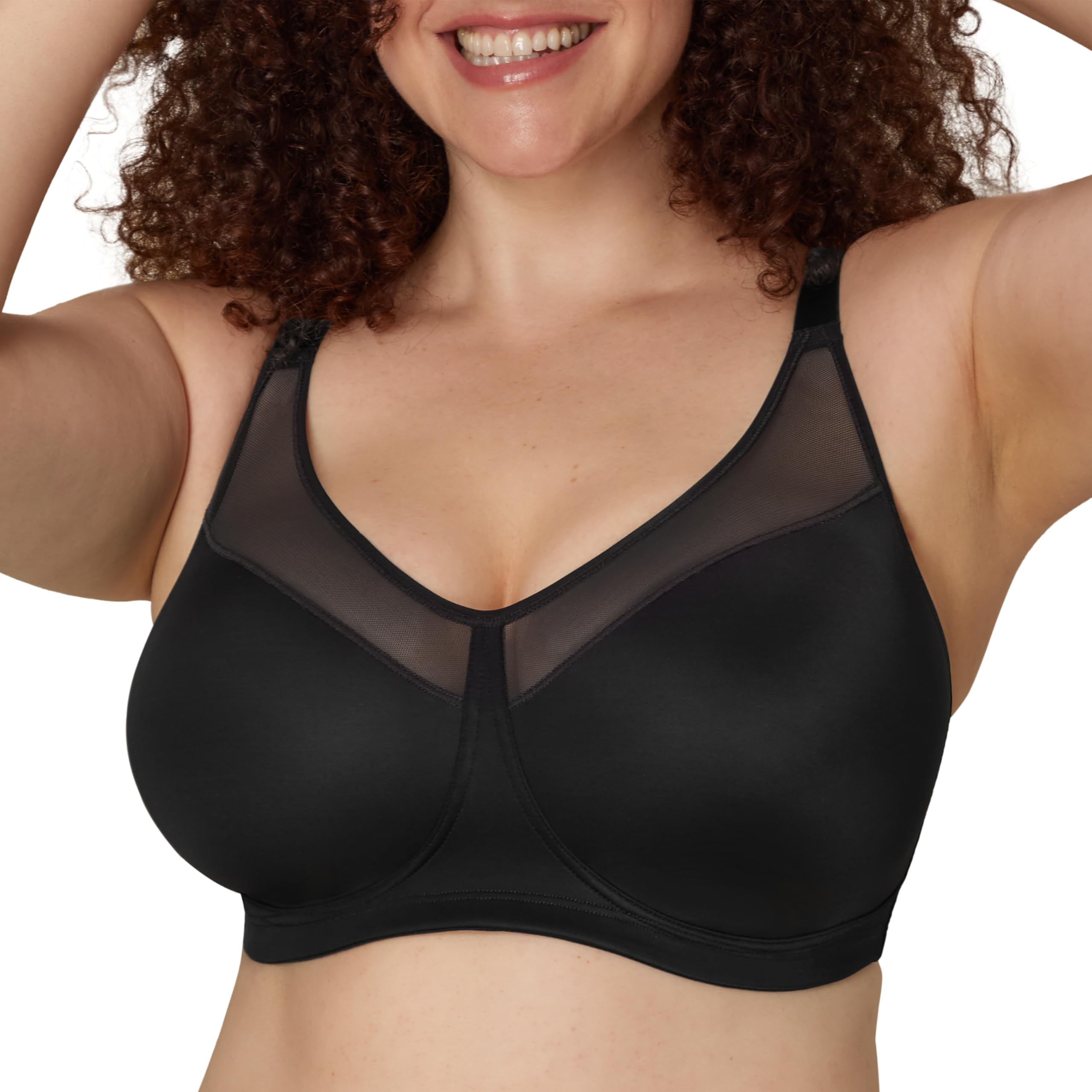 Women's 18 Hour Minimizer Smoothing Full-Coverage Wireless T-Shirt Bra with Mesh Trim