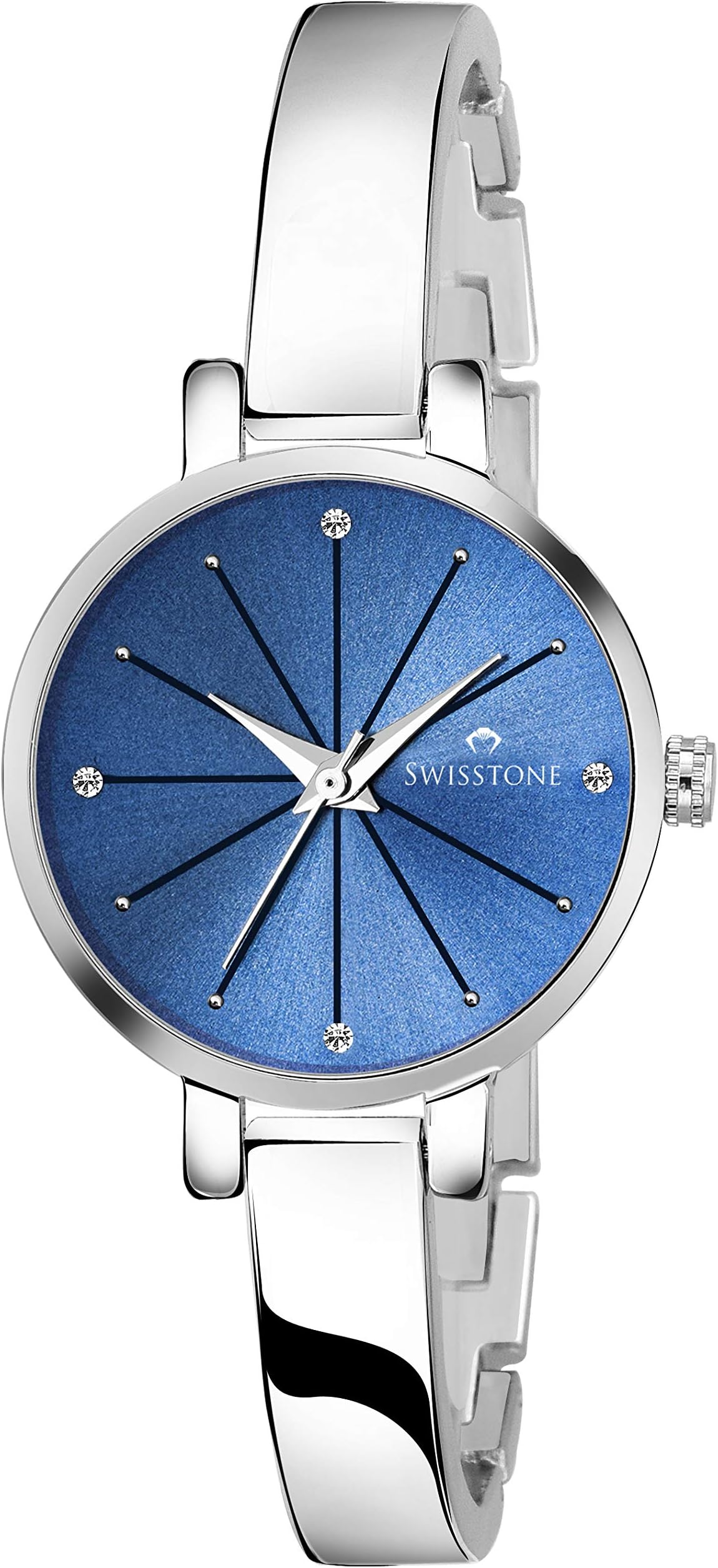 SWISSTONE Stainless Steel Analogue Women's Watch (Blue Dial Silver Colored Strap)