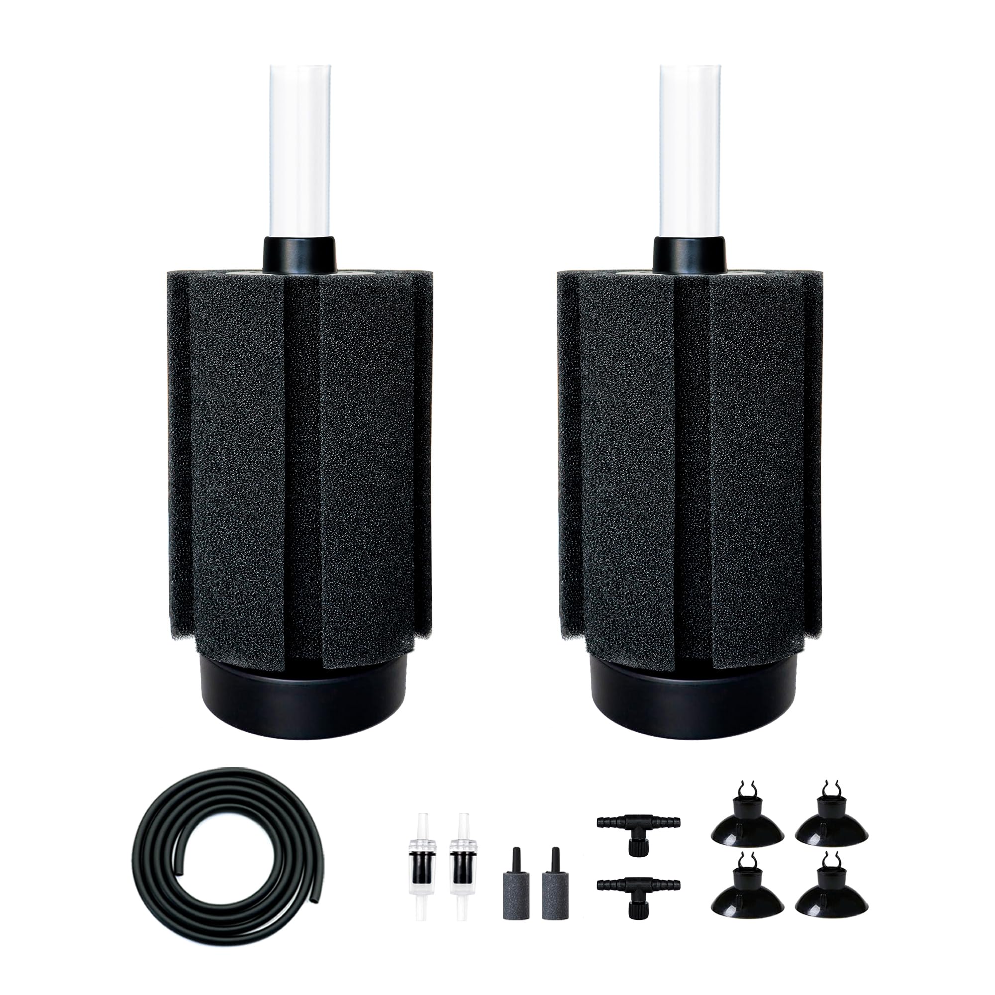 2Pcs Aquarium Sponge Filter,30 Gallon Fish Tank Sponge Filter with Airstone Breeding Fry Betta Shrimp for Fish Tank 10 Gal to 50 Gal