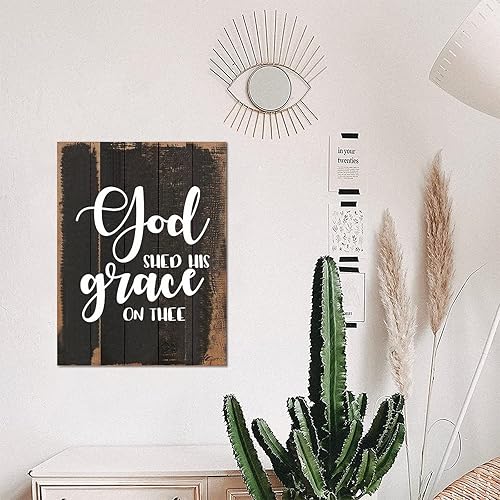 Miniatura 5 de Country Wood Sign Life Positive Quote Christian Saying God Shed His Grace On Thee Encouragement Quote Wall Hanging Art Wooden Plaque for Porch