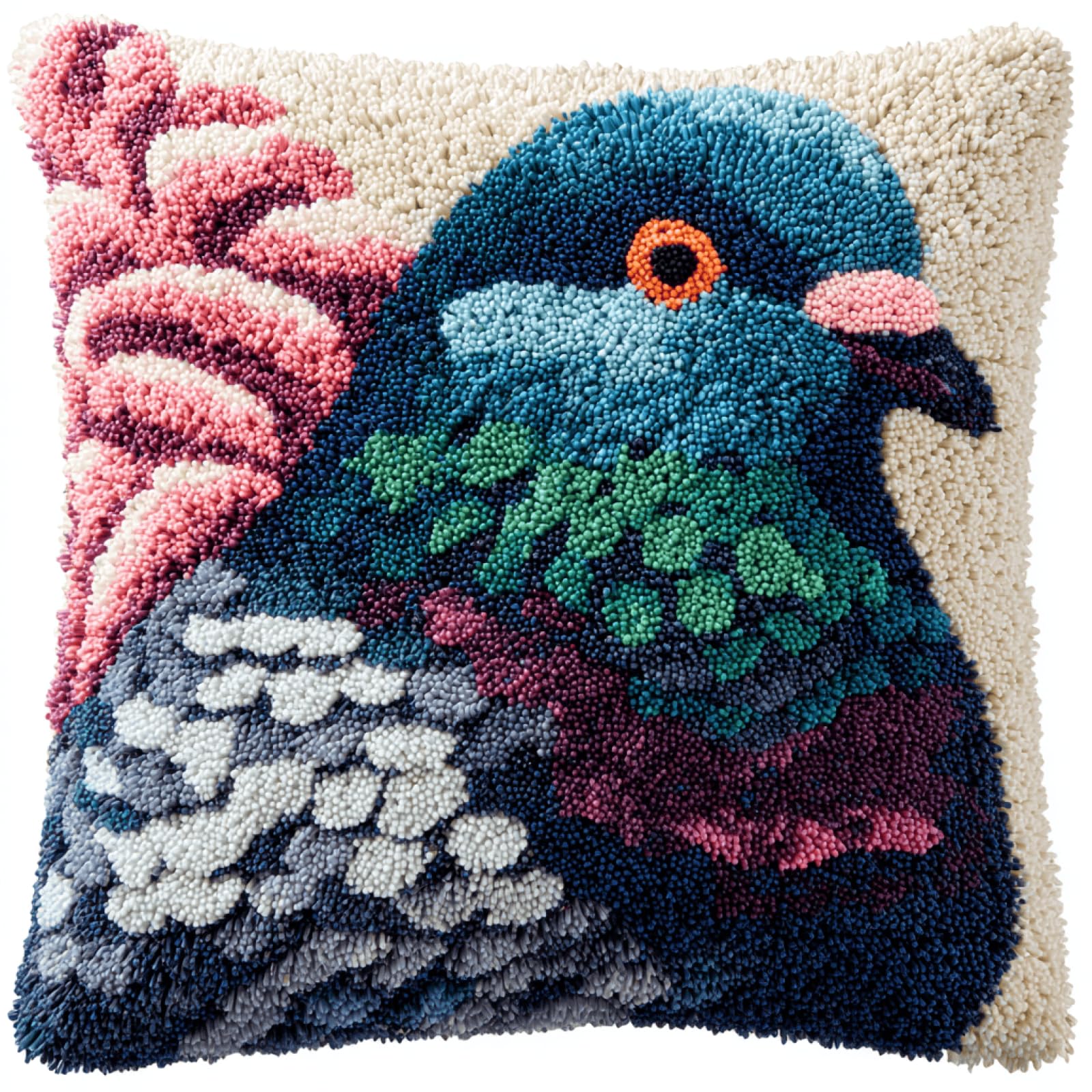 kitphoenix Complete Latch Hook Cushion Kit for Adults Pigeon