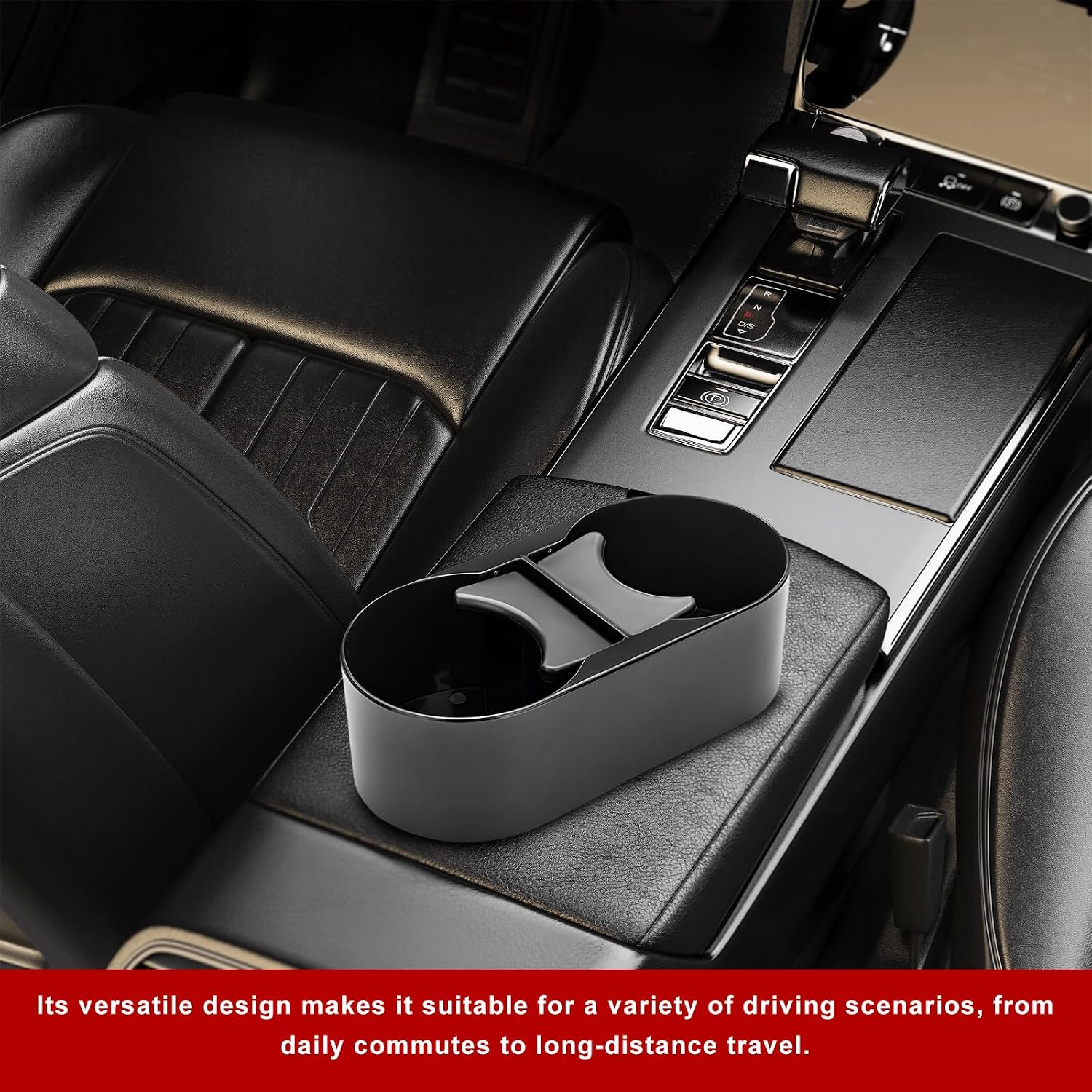 Car Cup Holder, Auto Front Seat Double Drink Holder & Center Console Organizer, Multifunctional Vehicle Seat Cup Holders for Phones Beverage Bottles Cans, Car Accessories (Plastic)