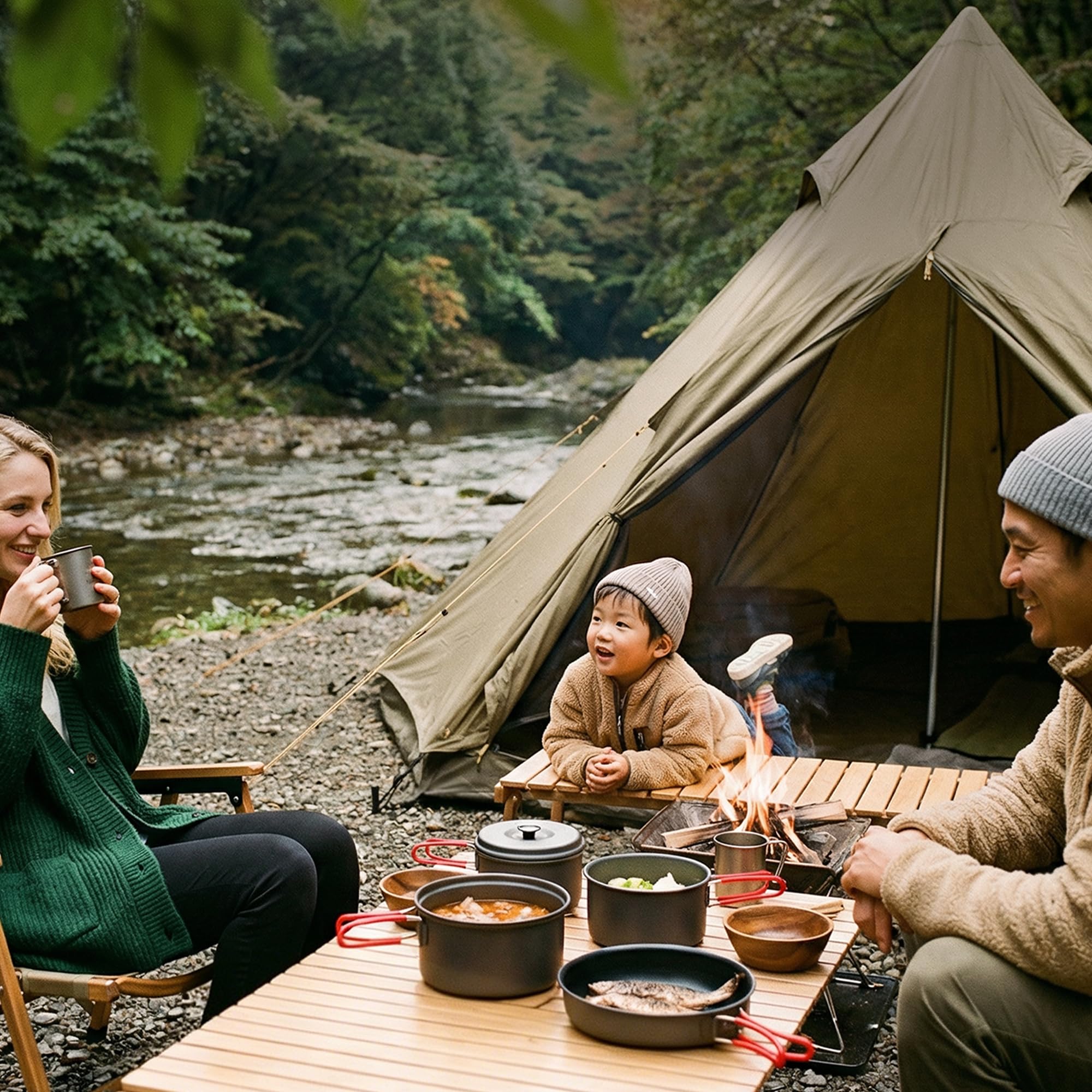 Alocs Camping Cookware Set Camping Gear, Compact Camping Pots and Pans Set, Durable Hard Alumina Camping Cooking Set for Outdoor Backpacking Camping Hiking Picnic, Included Mesh Carry Bag.