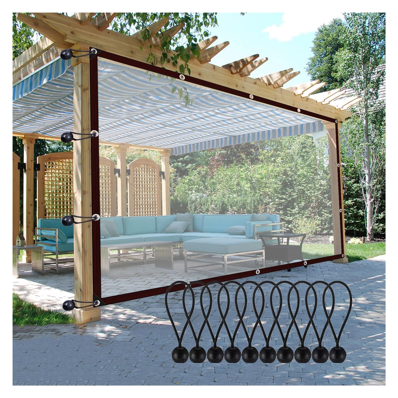 Lona transparente para exteriores resistente a la intemperie y cortina impermeable espesa
