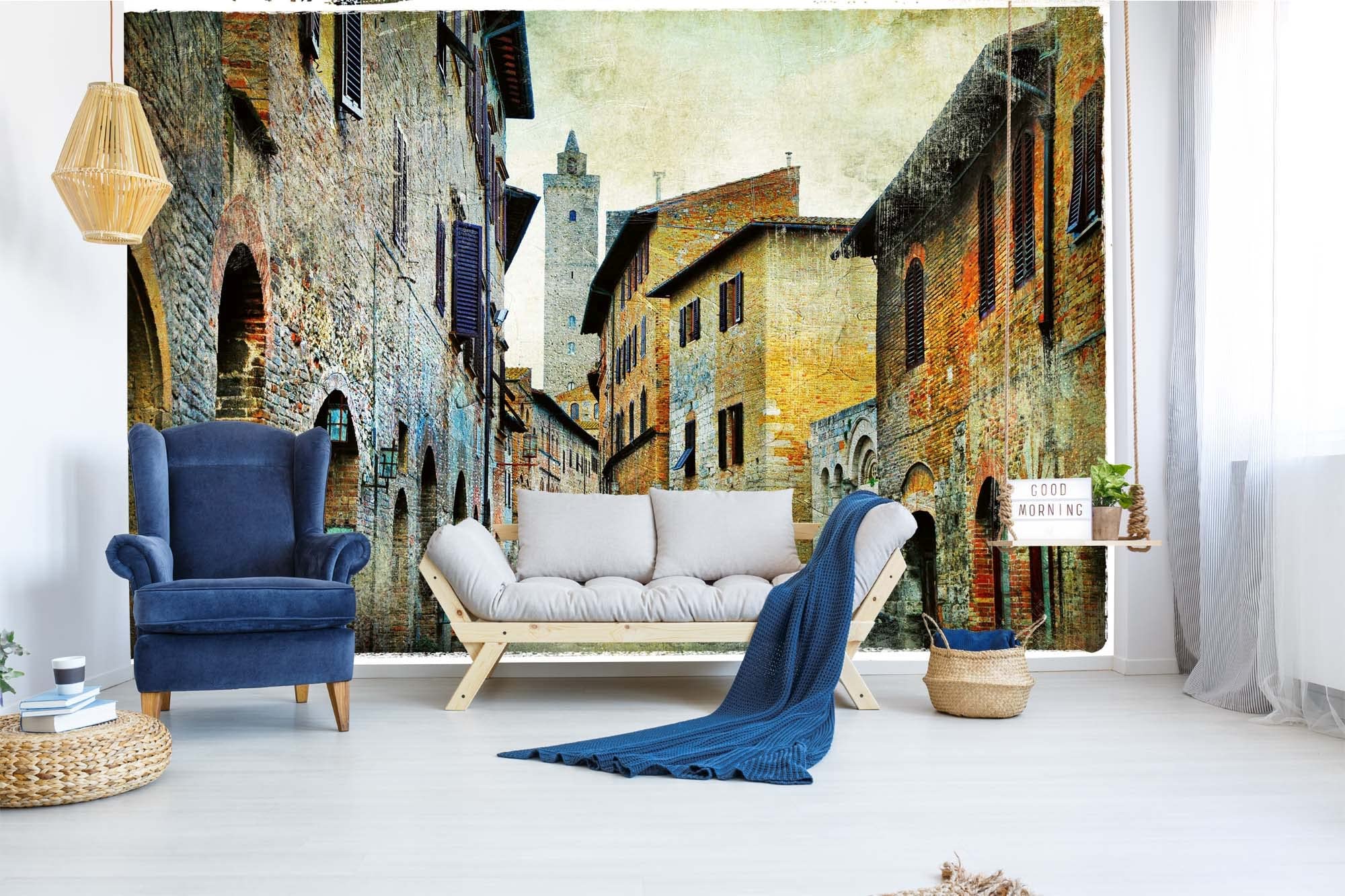 DIMEX LINE Non-Woven Photo Wallpaper Medieval Street in Tuscany 375 x 250 cm - Non-Woven Wallpaper, Wall Mural, Wall Art - Wallpaper for Living Room, Bedroom, Office, Kitchen