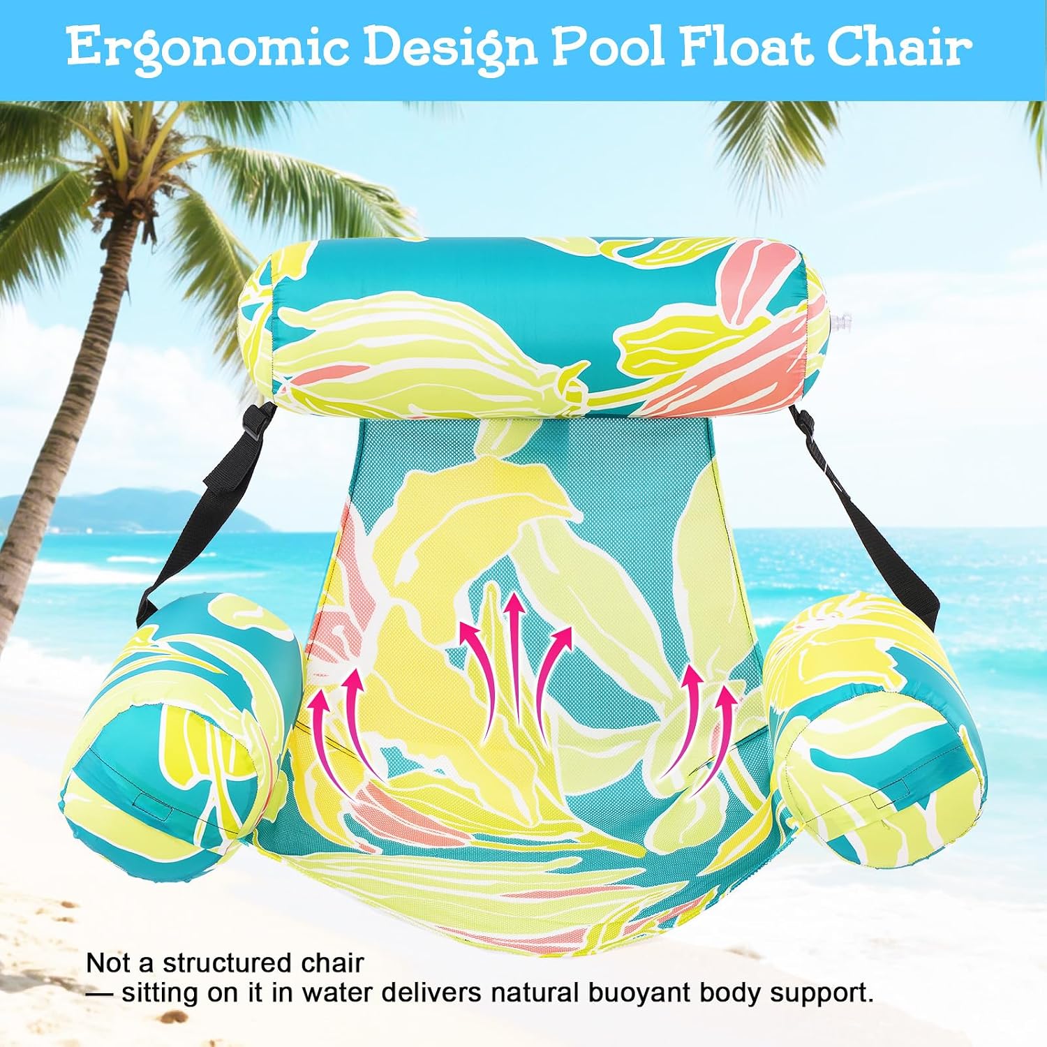 Inflatable Pool Floats Chair, 2 Pack Water Floating Chairs Adult Heavy Duty image 4