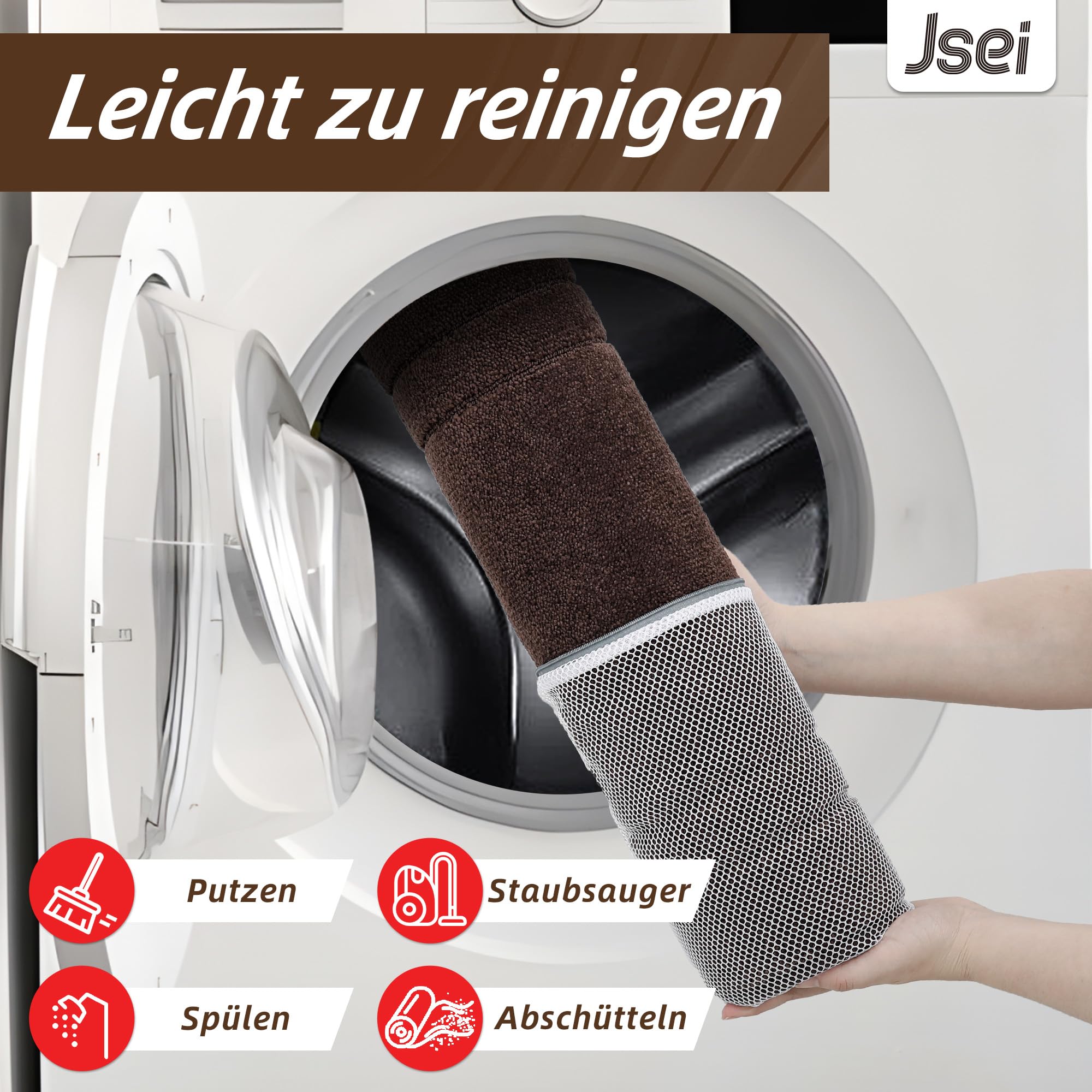 JSEI Schmutzfangmatte Innen – Geruchsfrei & Für Fußbodenheizung Geeignet | Fussmatte für Hund, rutschfest & Waschbar, 50 x 80 cm, Braun