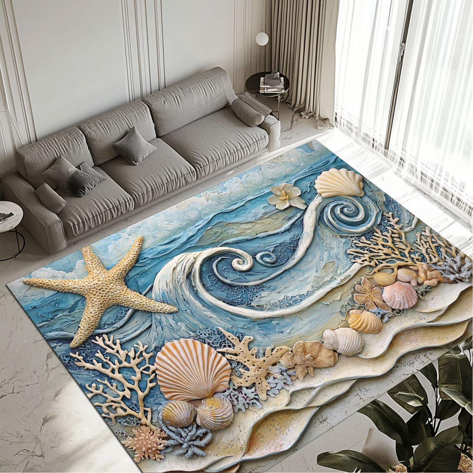 Grand tapis salon 160x230cm lavable imperméable pour chambre