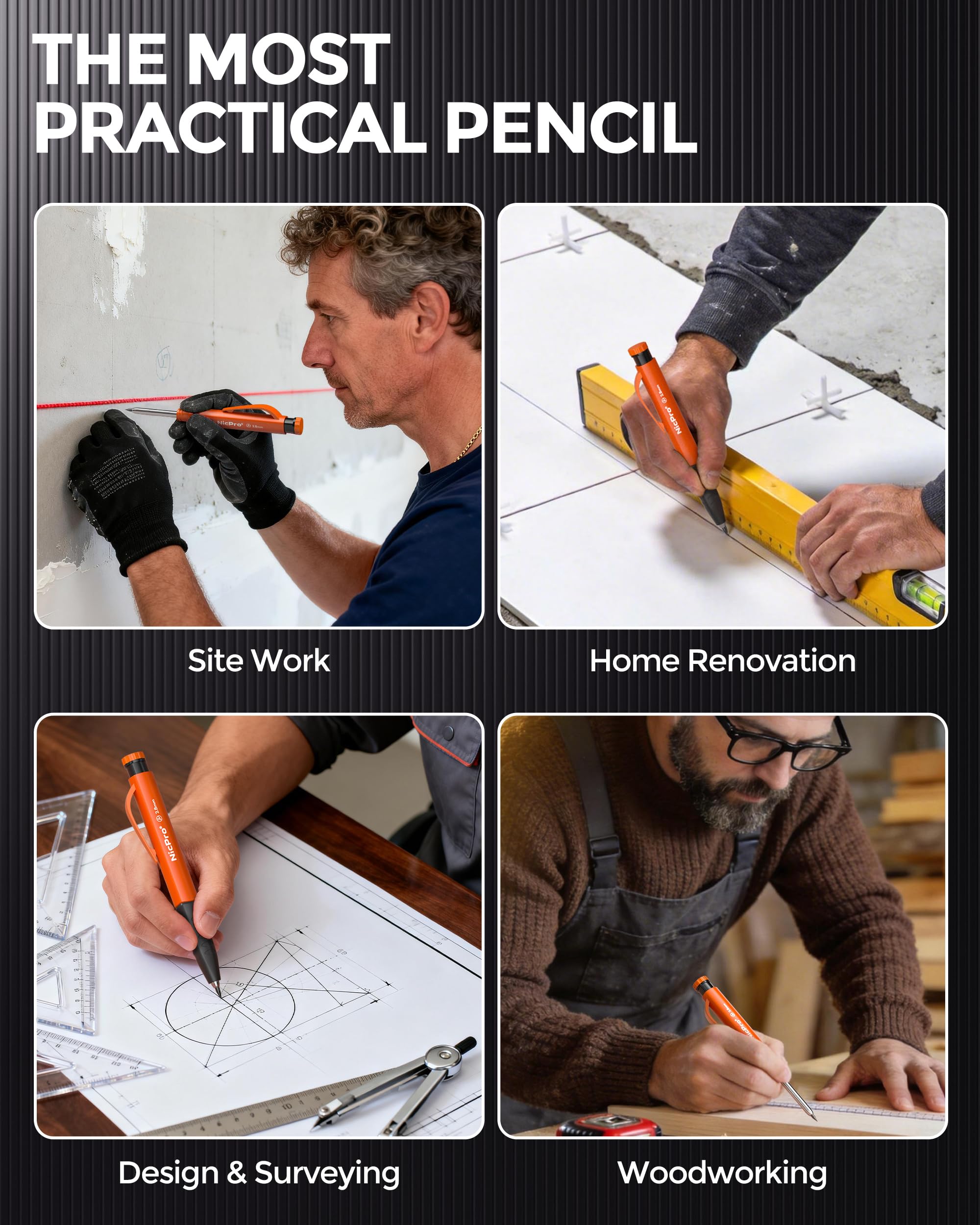 Nicpro Carpenter Pencil with Sharpener, Mechanical Pencil for Construction — Amazon image 6