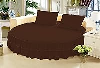 Vista 21 de Falda de cama – 1 pieza sólida de 21 pulgadas, con doble volante, caída a medida, para cama redonda, algodón puro de 800 hilos