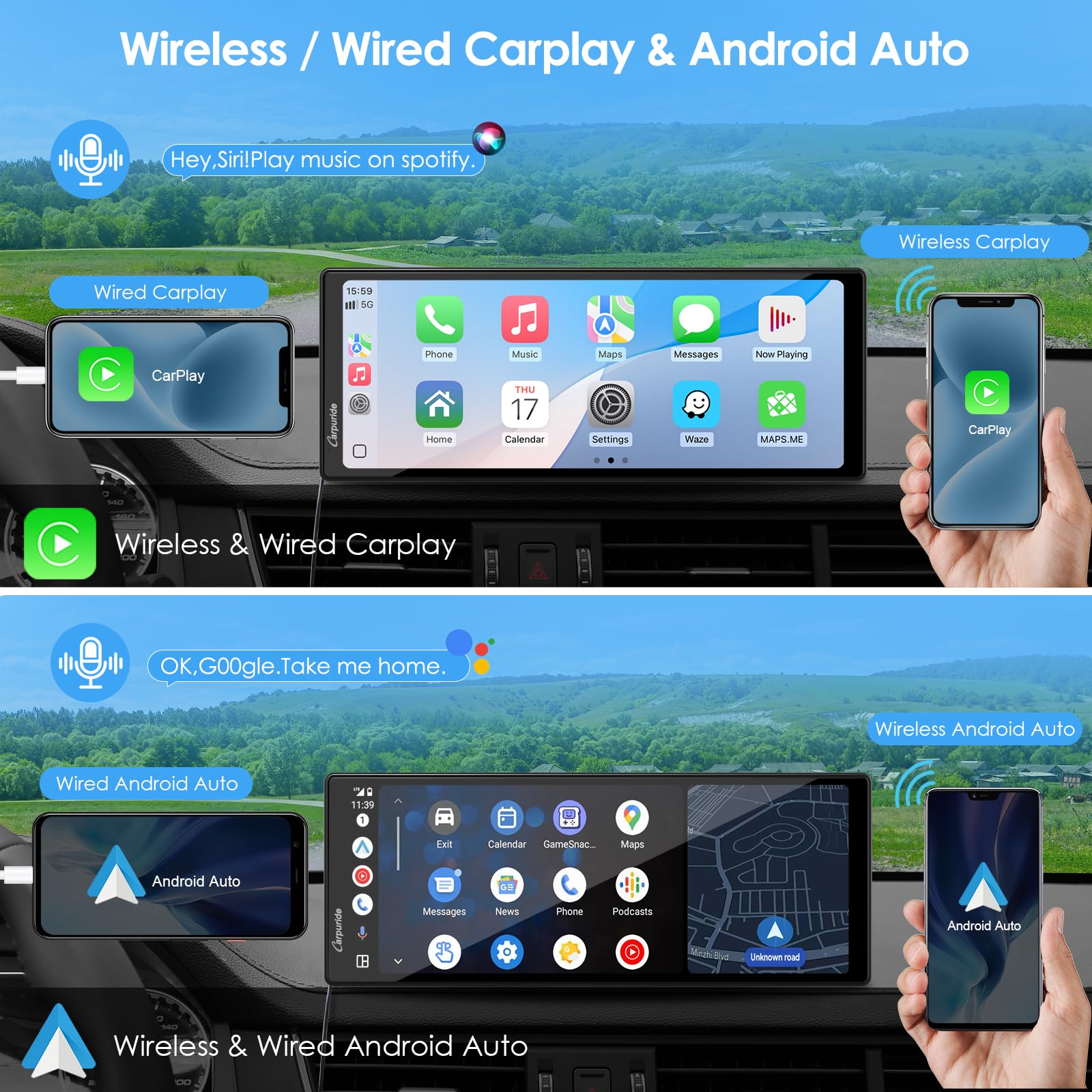 Amazon.co.jp: Carpuride ディスプレイオーディオ carplay : 車＆バイク