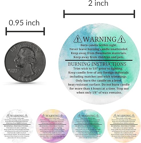 Miniatura 3 de Mobiusea Creation Etiqueta de advertencia de vela  2 pulgadas I 300 etiquetas para suministros de fabricación de velas, latas de velas, envases de