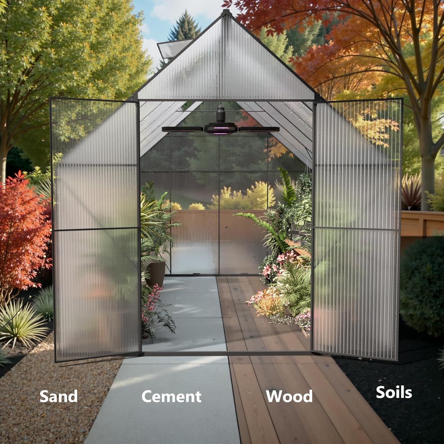 Greenhouse for Outdoors, Heavy Duty Polycarbonate Greenhouse, Walk in Greenhouses for Outdoor Garden Backyard with Roof Vent (8x8 FT)
