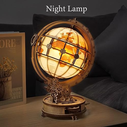Miniatura 4 de ROKR Rompecabezas de madera 3D para adultos globo iluminado con soporte 180 piezas de rompecabezas 3D kit de modelo LED integrado regalos de