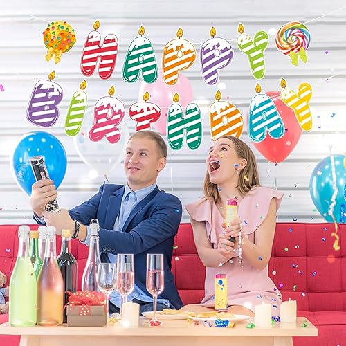 Vista 328 de Zwiebeco Decoración de fiesta de feliz cumpleaños, banderín, guirnalda de banderines, kit de abanico de papel para niños, Capitán América