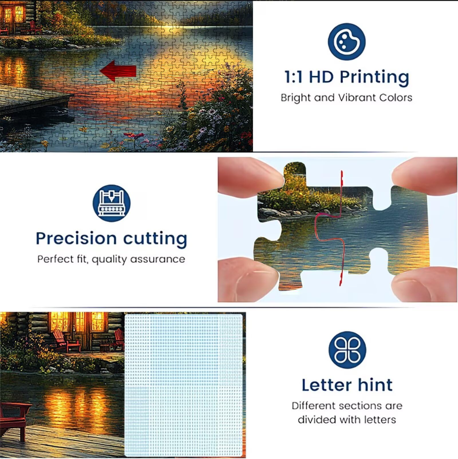 Puzzle lago Paesaggio(3), Puzzle Adulti 3000 pezzi, Puzzles Legno con Squisita Scatola di Imballaggio, Rompicapo per Esperti con Incastro Perfetto, Stampa Alta Definizione, Regalo per Adulti W3H-903