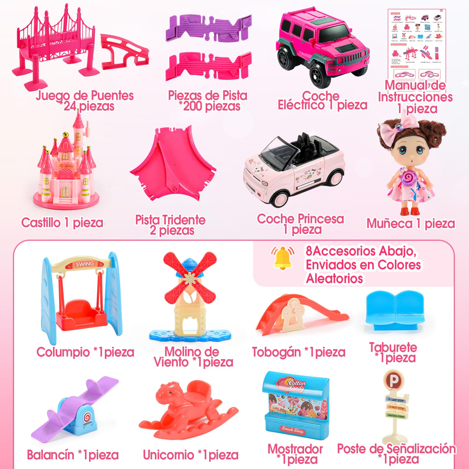 iKidiki Pista FlexIBLE Unicornios y Tiburón para Niñas 3-8 Años - Regalo Cumpleaños