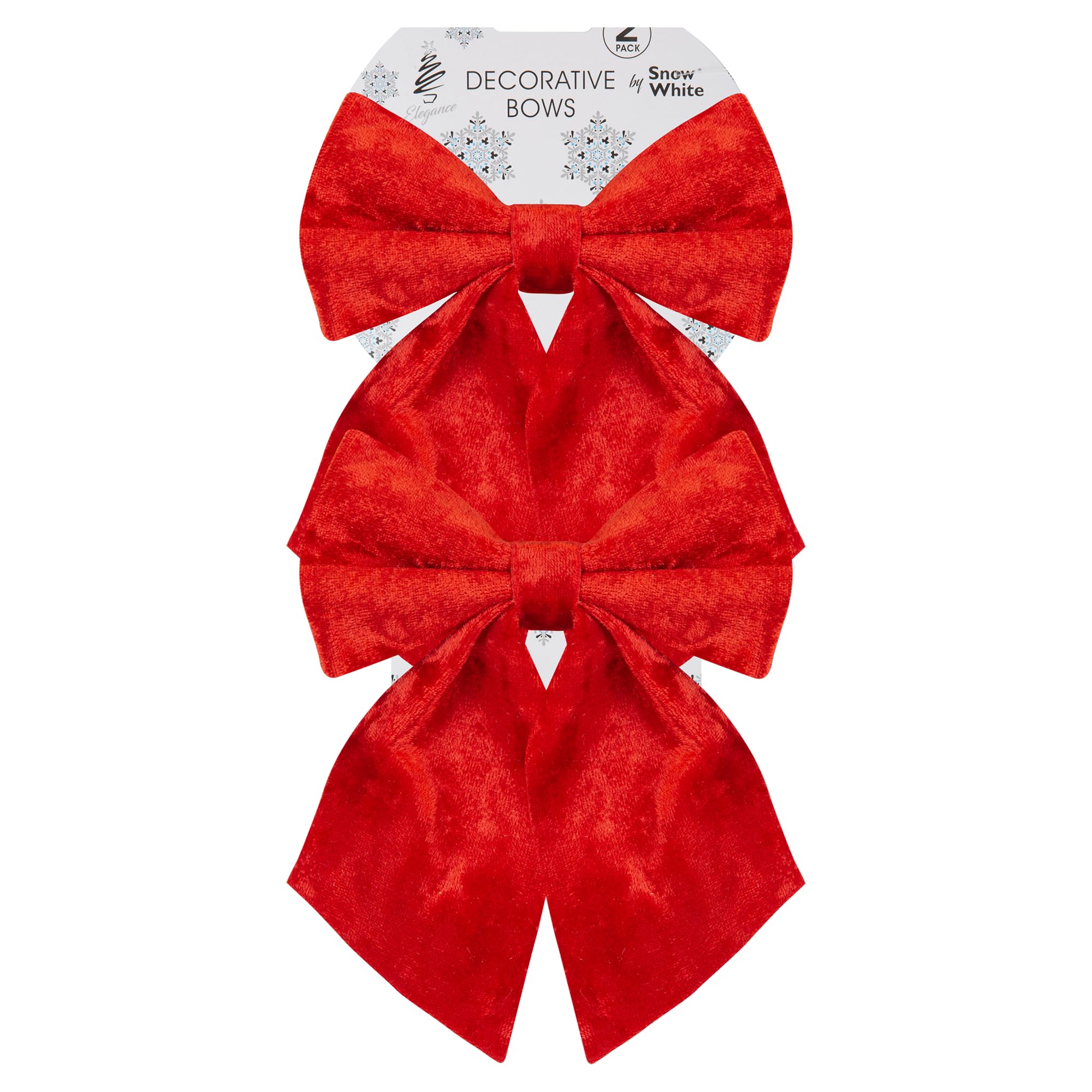 Pms Red Luxury Velvet Fabric Bows Pack Of 2 – 12Cm X 13Cm Decorative Velvet Bows For Trees, Wreaths, Garlands, Hampers, And Seasonal Displays