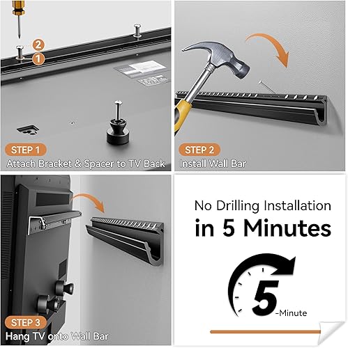 Miniatura 6 de Soporte de pared para TV de yeso sin tachuelas para televisores de 32 a 75 pulgadas, soporte de TV sin pernos sin taladros con Max Vesa de 23.622 x