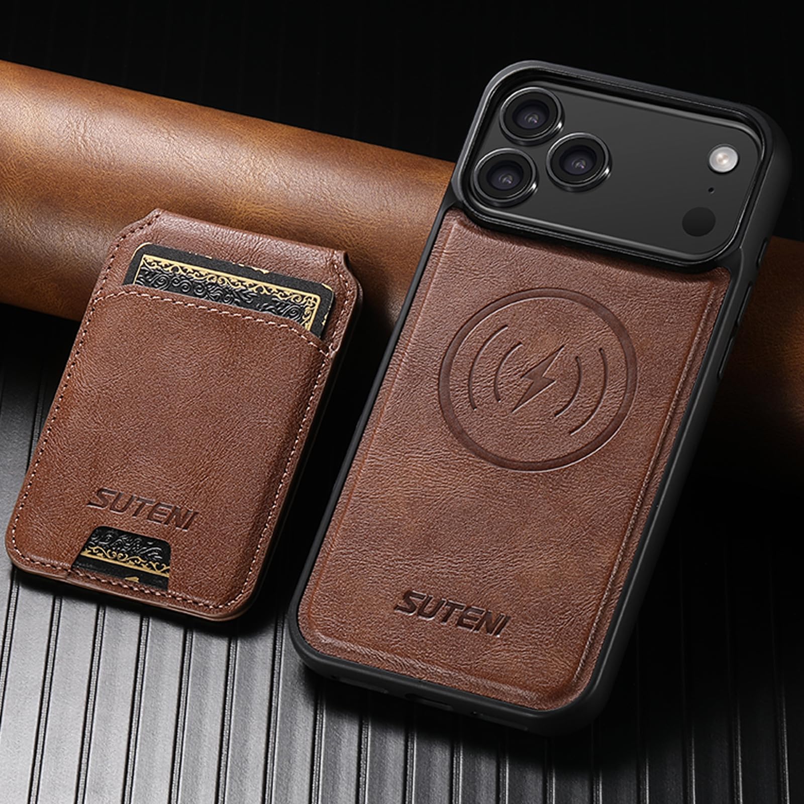Protection magnétique iPhone 14 Plus antichoc étui cuir Mag-Safe support
