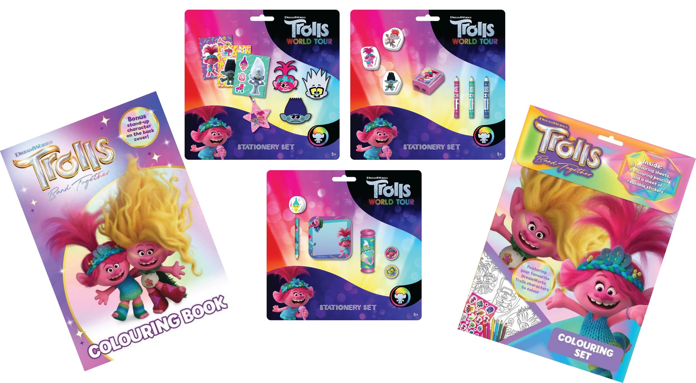 Anila's Trolls Activity Set with Colouring Set, 19 Piece Stationery Set and Colouring Book.
